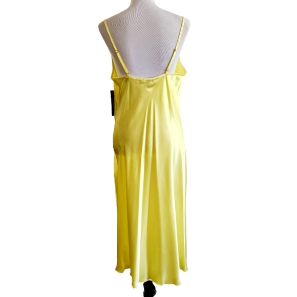 🆕️⬇️bebe Yellow Satin Cowl Neck Slip Midi Dress - Picture 7 of 11